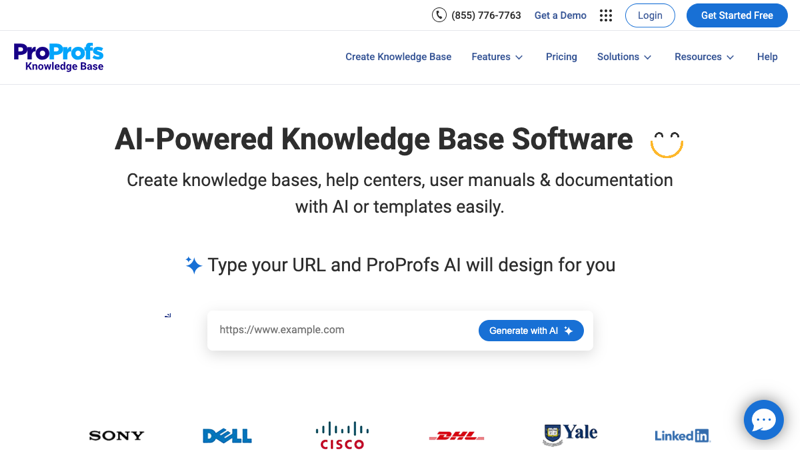 ProProfs Knowledge Base software homepage
