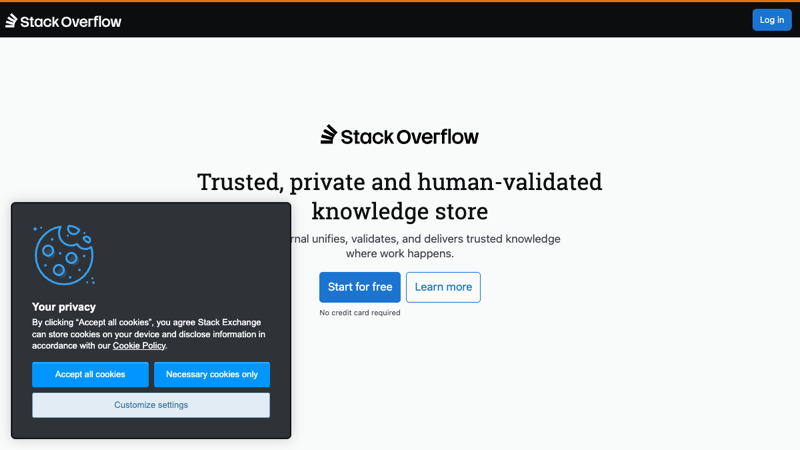Stack Overflow for Teams homepage